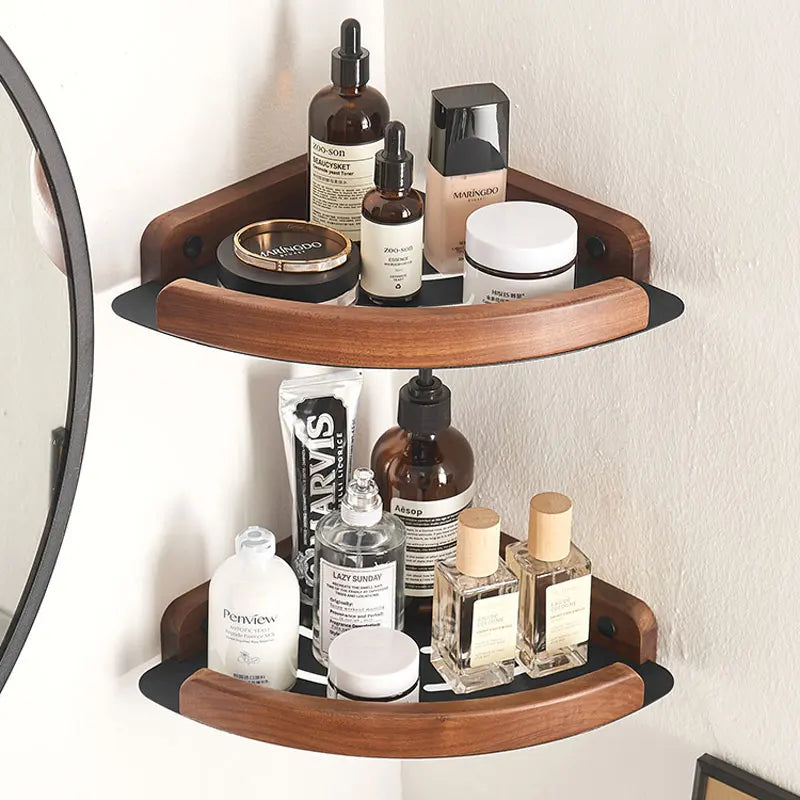 Black White Bathroom Shelves Wall Mountedspace Aluminum Wood