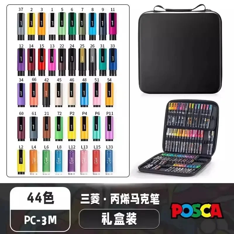Uni Posca Markers Colors Pc-1m/3m/5m Acrylic Gift Box
