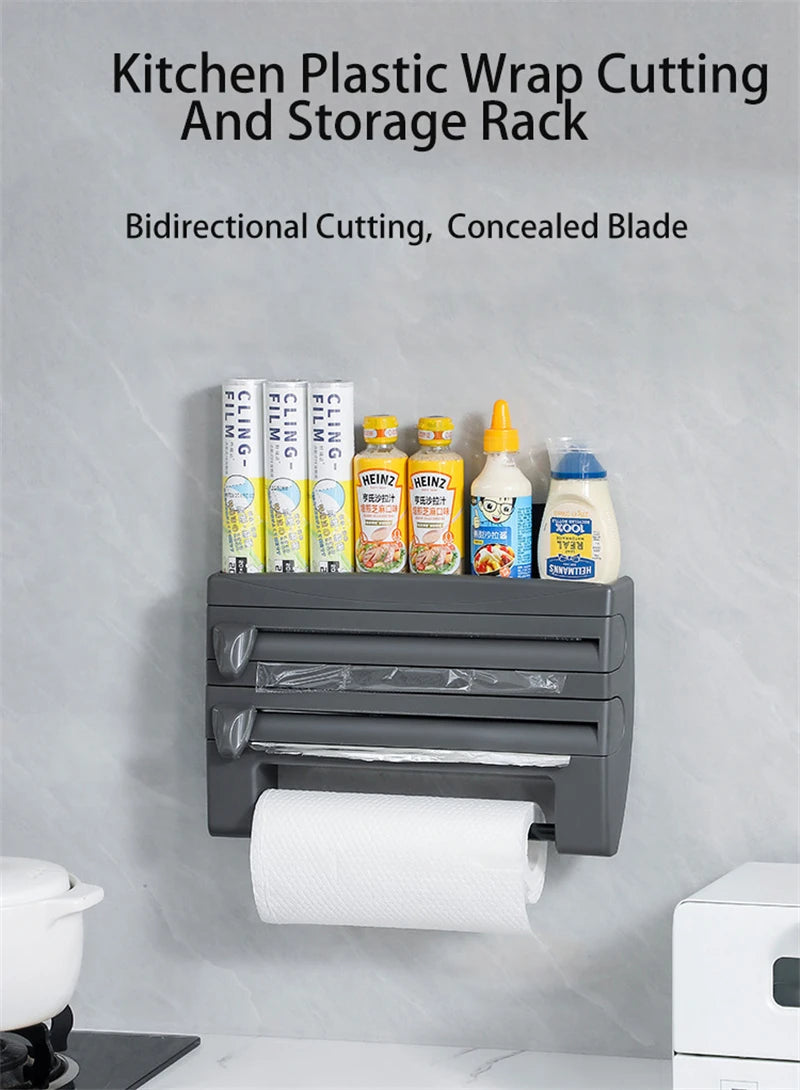 Cling Film Roll Cutting Holder Food Wrap Dispenser