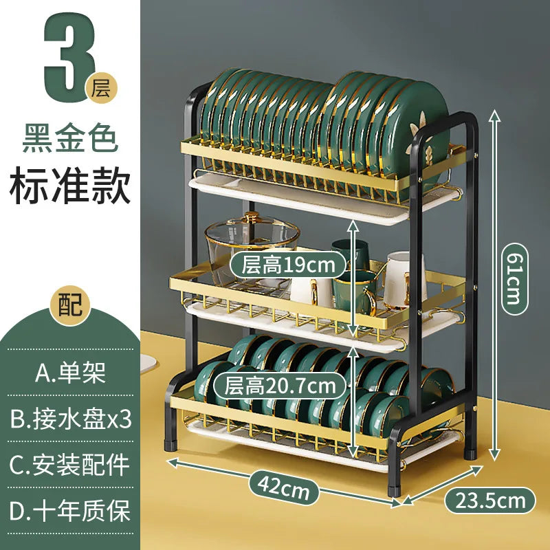Bowl Rack Draining Dish Storage Green Dishes Storage