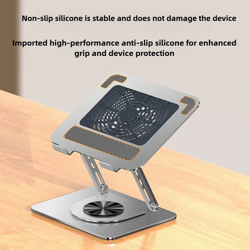 Rotating Laptop Cooling Rack Fan Elevated Cooling Base