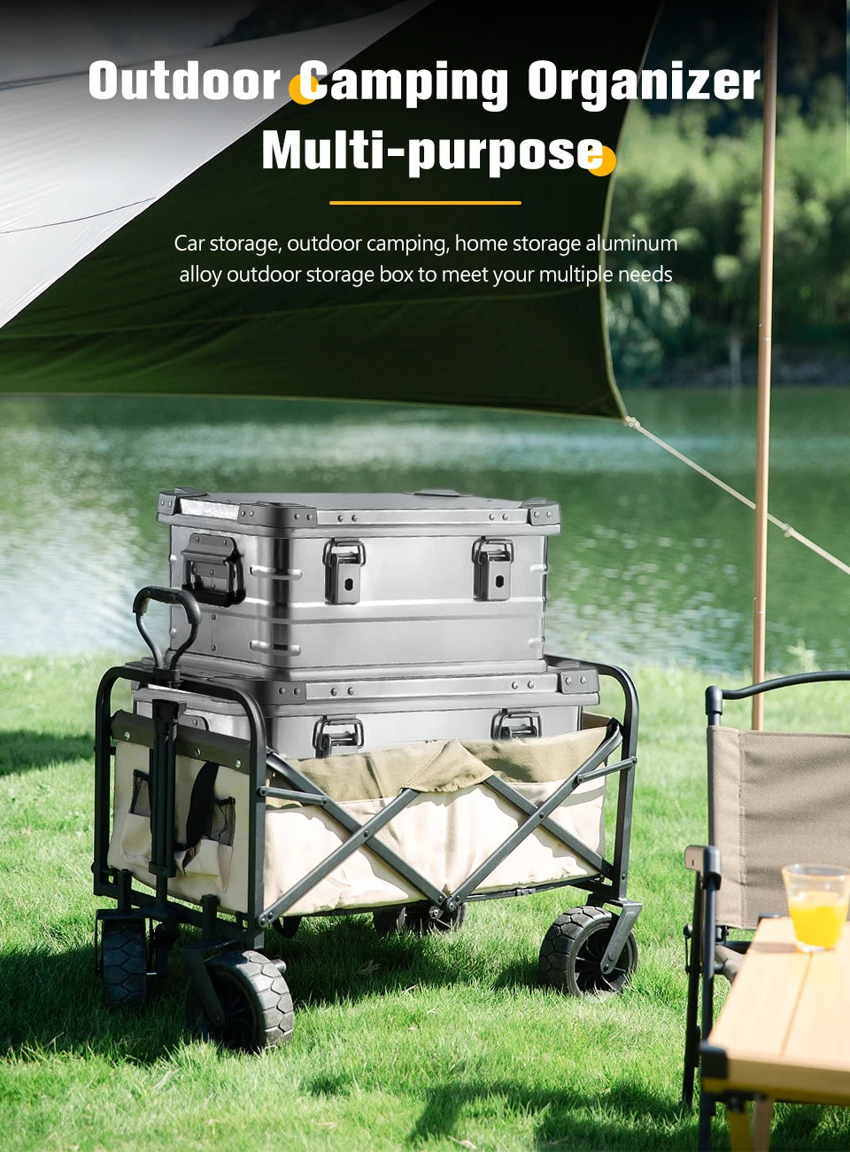 60-80l Outdoor Storage Box Camping Picnic Travel Aluminum