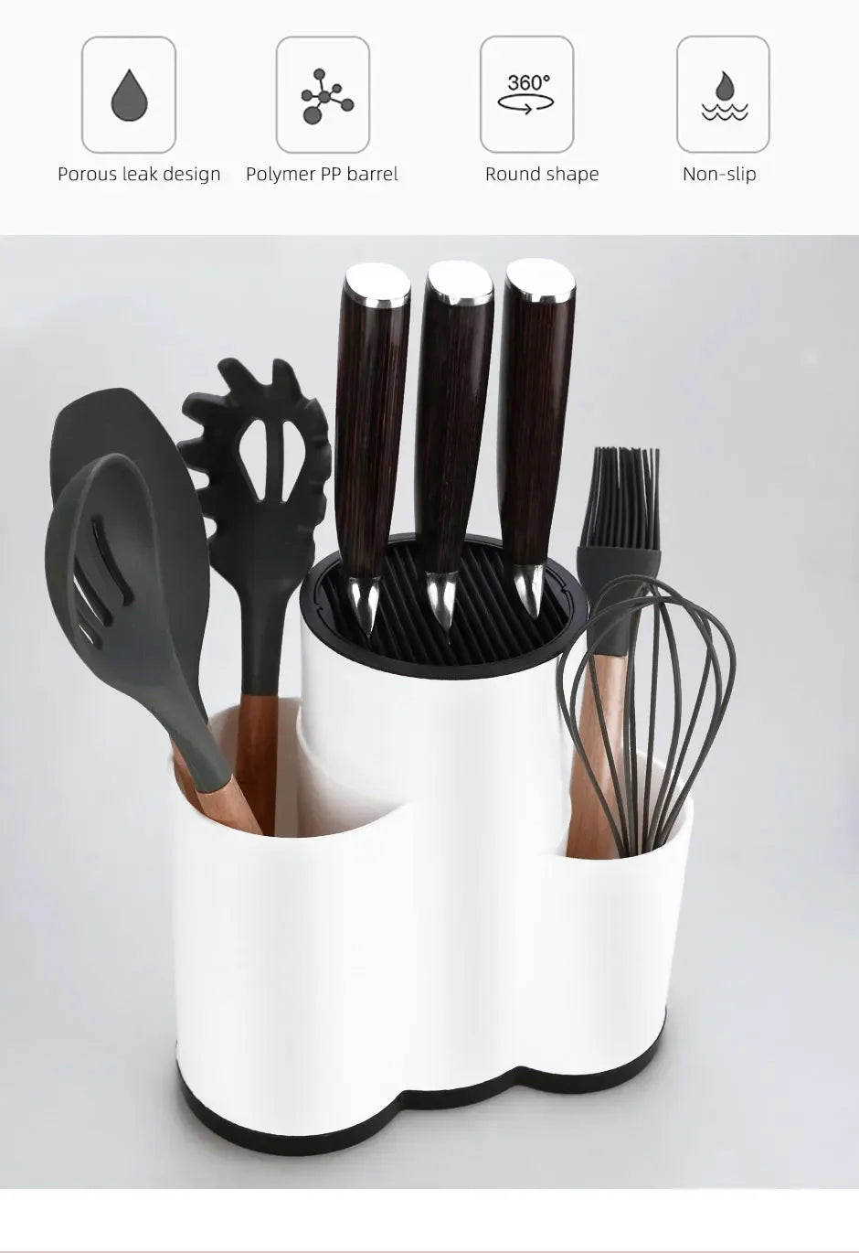 Knife Holder Multi-Function Utensil Stand Knife Block Pp