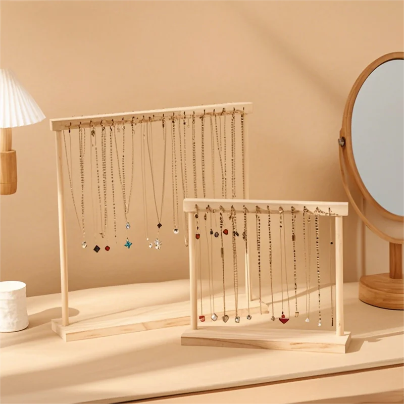 Jewelry Organizer Display Stand Wood Necklace Hanging Countertop