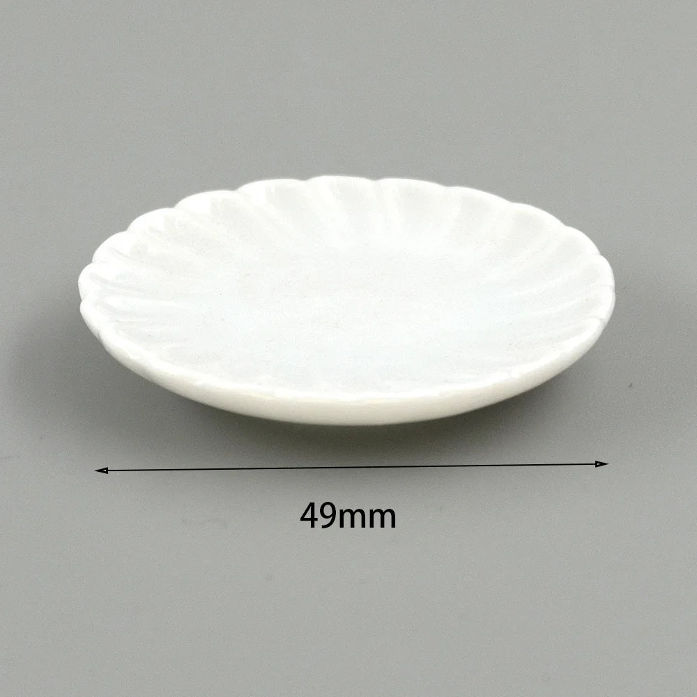 1pcs 1/12 Dollhouse Miniature Mini Ceramic Plate Simulation
