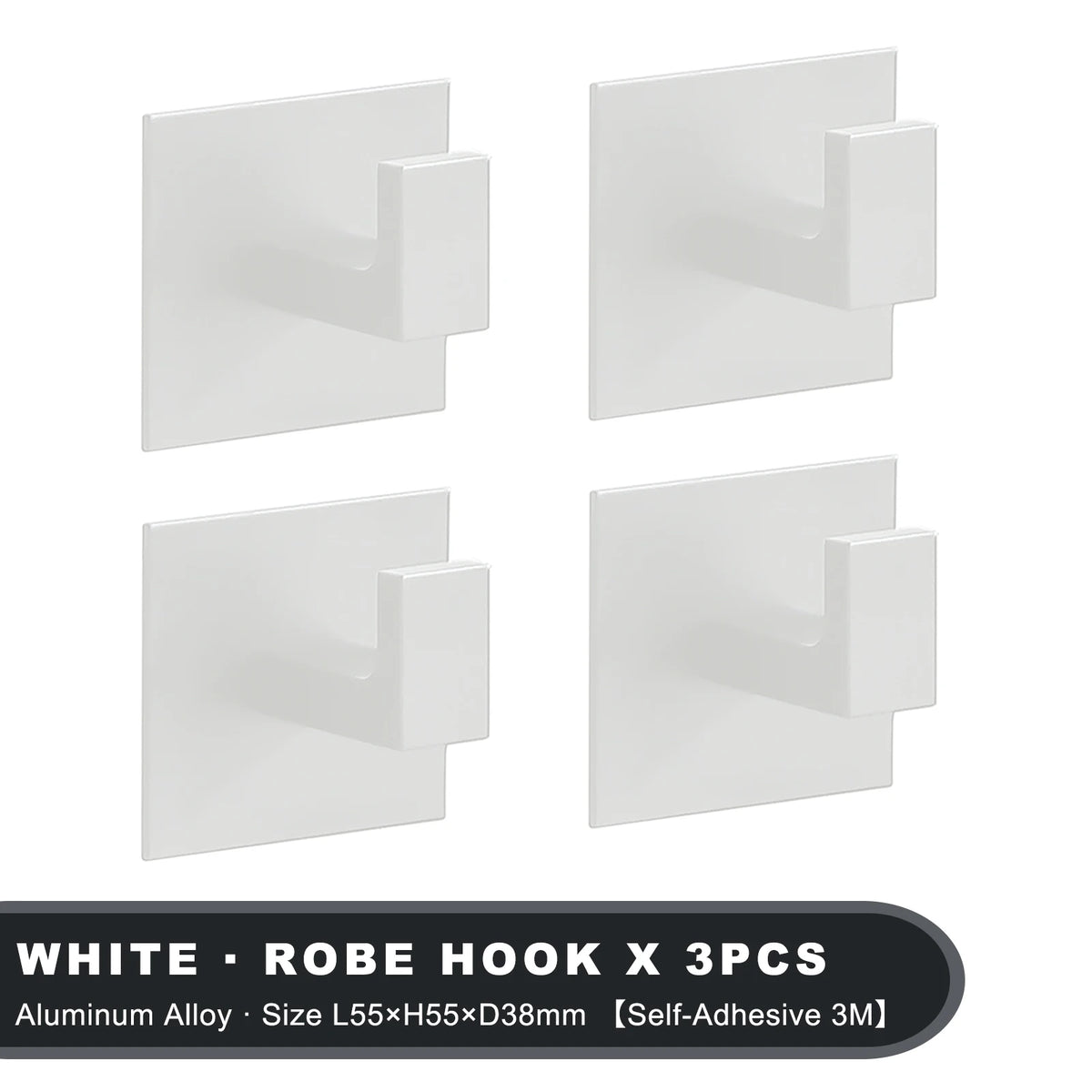 White Wall Hook Adhesive Towel Holder No Drill