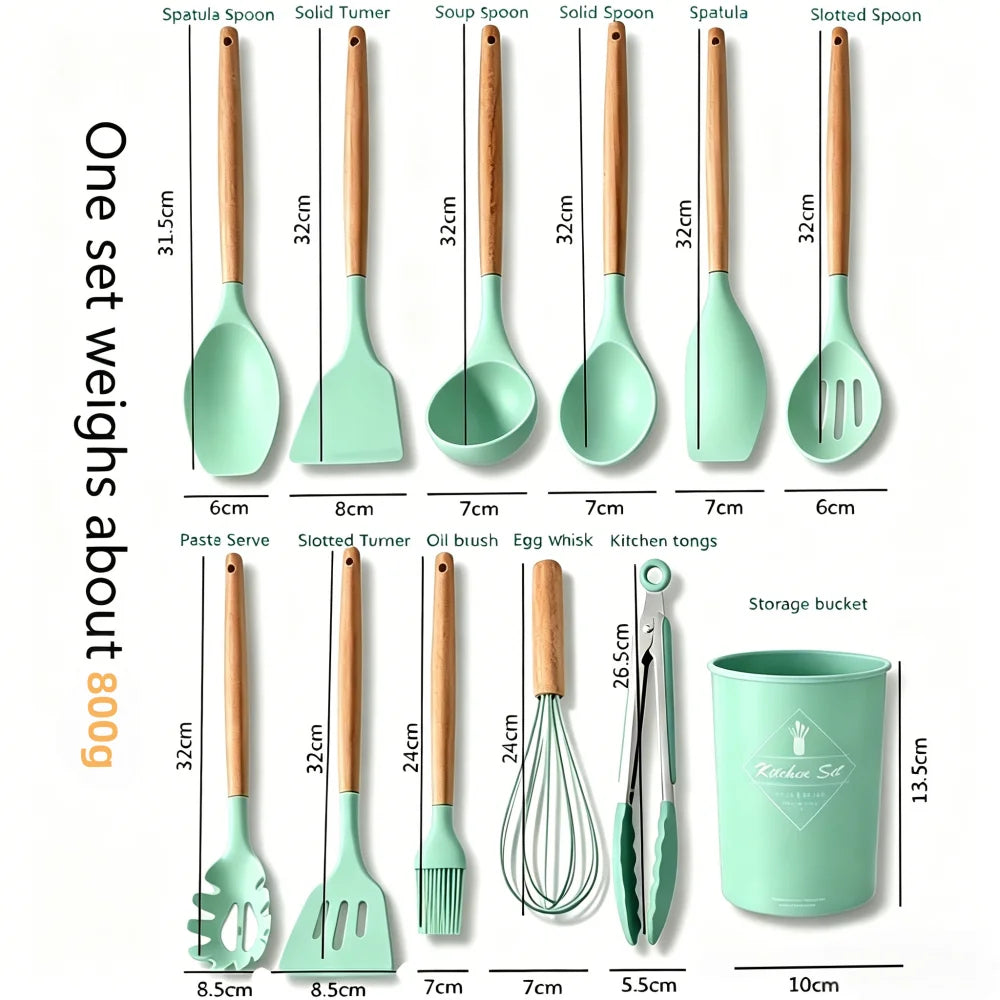 12pcs Food Grade Silicone Utensils Heat Resistant Non-Stick