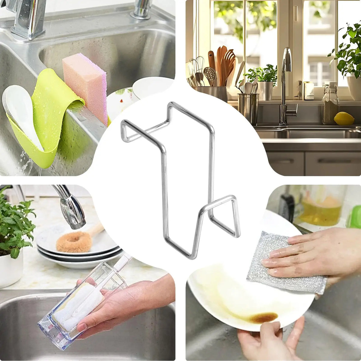 Dish Sink Sponge Holder Stainless Steel Quick Draining