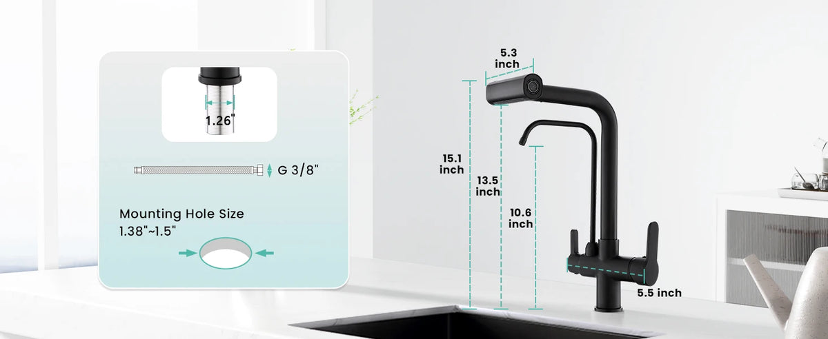 Way Pure Water Filter Faucets Black Pull Out