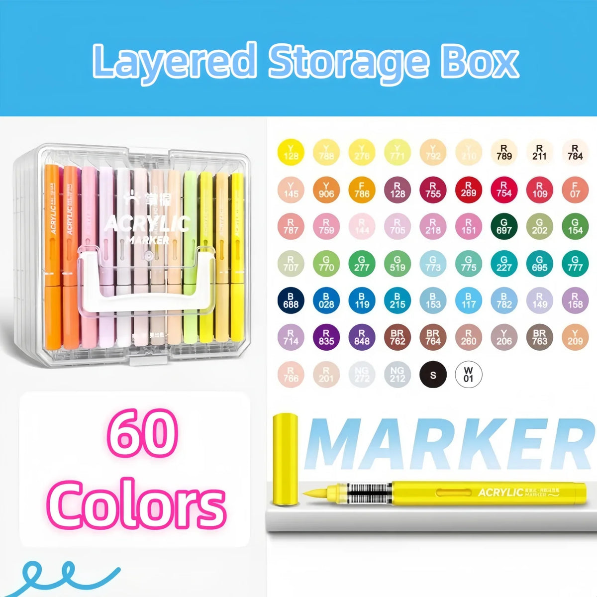 24/36/48/60/84 Colors Automatic Ink Control Acrylic Paint Markers