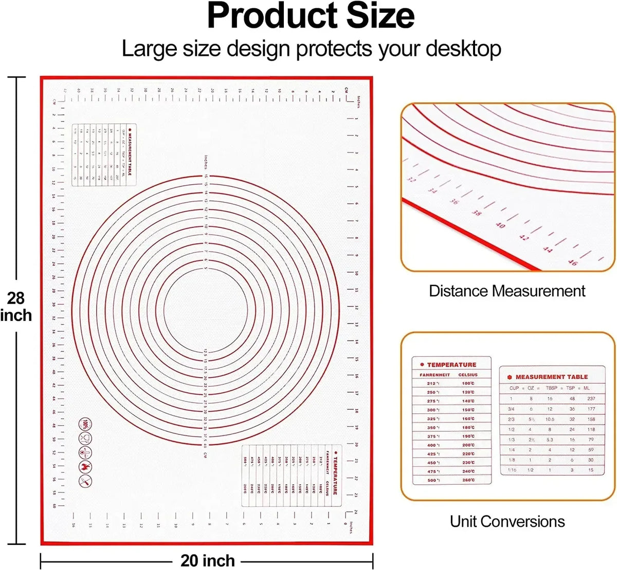 Untior 1pcs Kneading Dough Mat Silicone Baking Mat