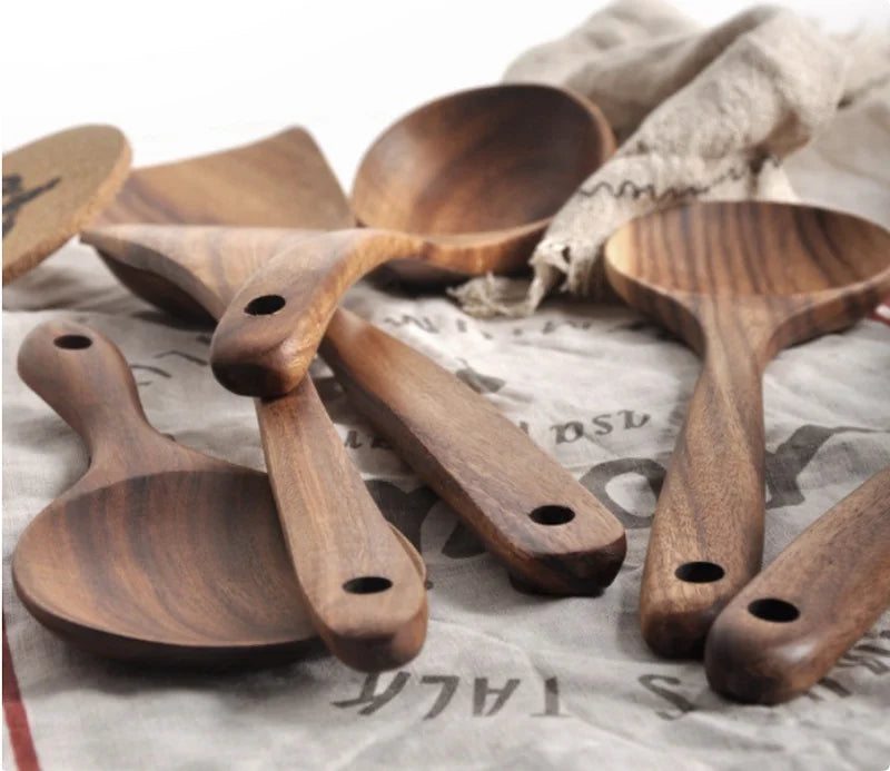 Wooden Utensils Sets Acacia Wood Long Handle Spatula