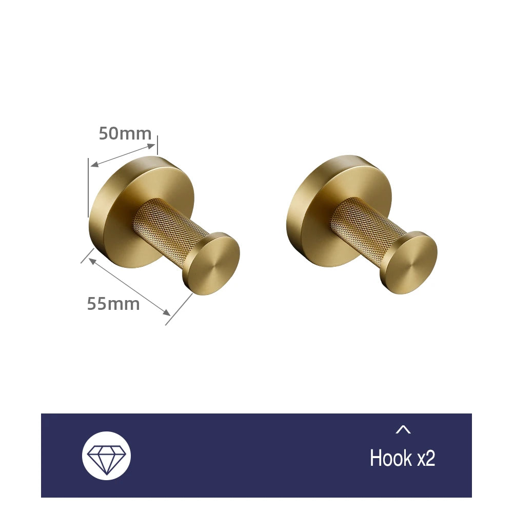 Brushed Gold Towel Rack Knurled Towel Bar Robe