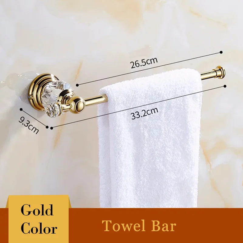 Shower Shelf Toilet Paper Holder Golden Crystal Wall