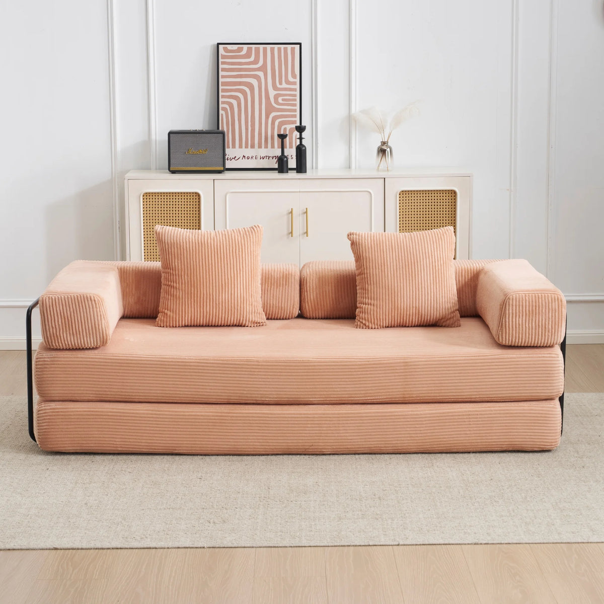 Corduroy Convertible Sofa Bed 2-In-1 Floor Sofa &