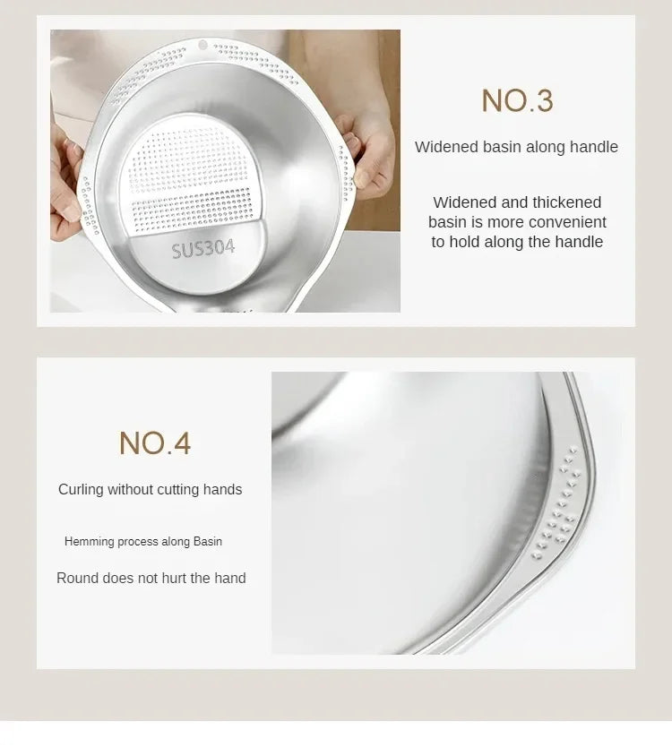 Rice Washer Strainer Bowl Stainless Steel 304 Rice