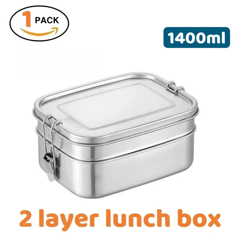 Stainless Steel Lunch Box Kids Adults Leak-Proof Bento
