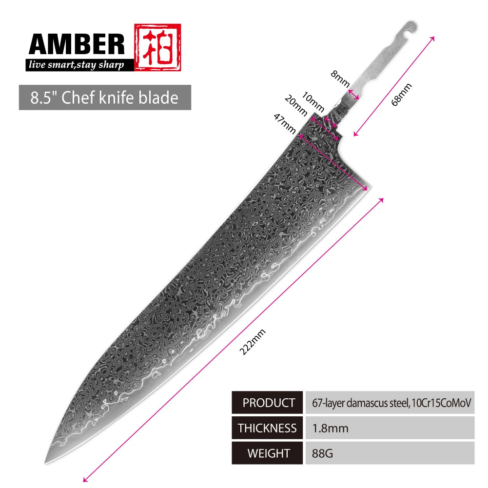 Amber Knife High Quality Blade Japanese Damascus Steel