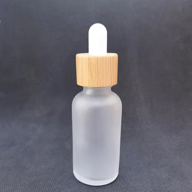 5ml-100ml Dropper Bottle Bamboo Wood Lid Brown Glass