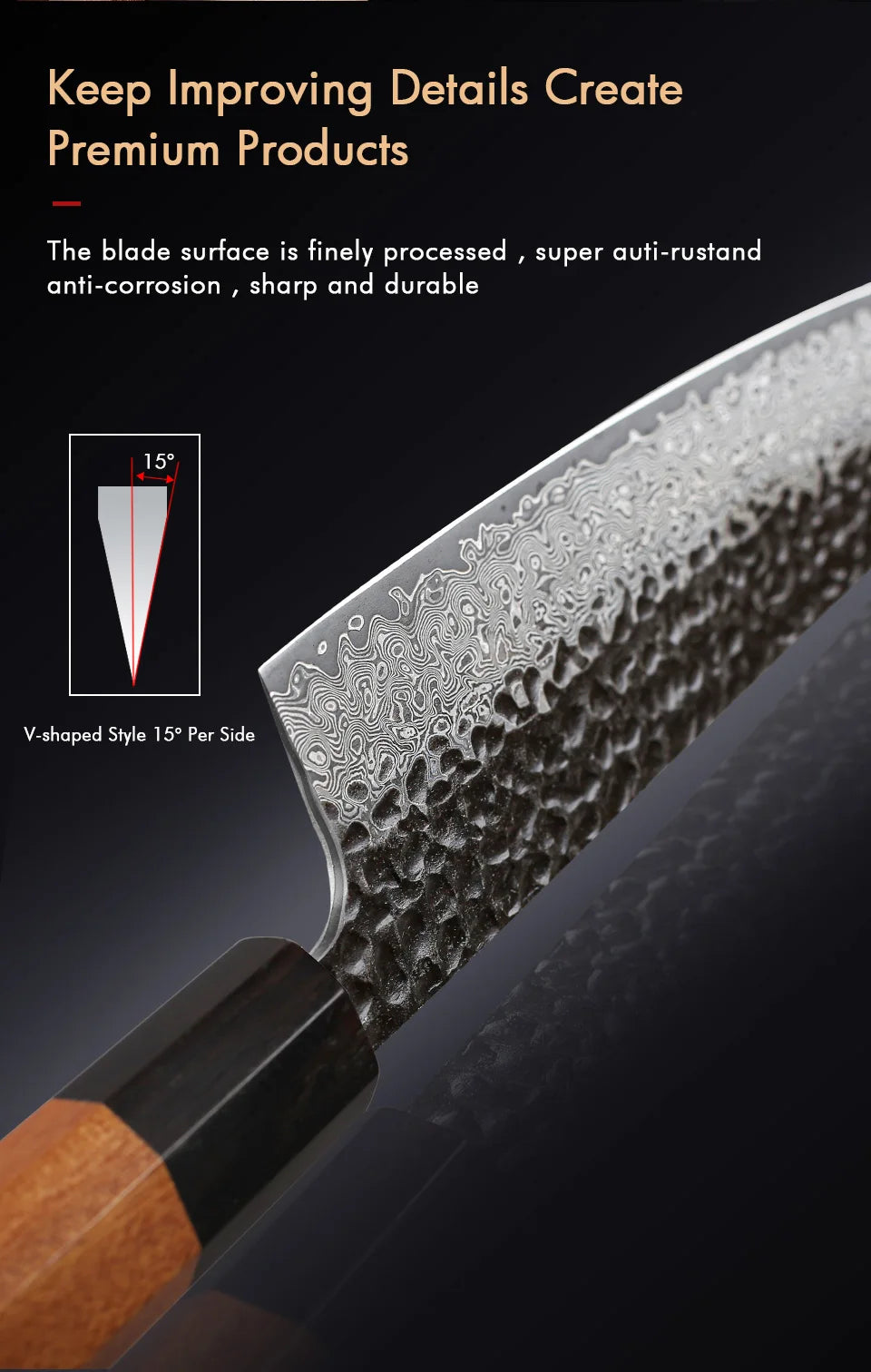Young Japanese Hand Forged Chef Knife Damascus Steel