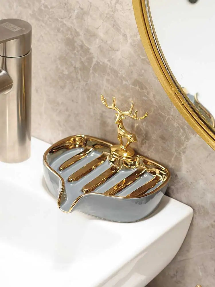 Ceramic Soap Box Soap Dish Bathroom Supplies Drain