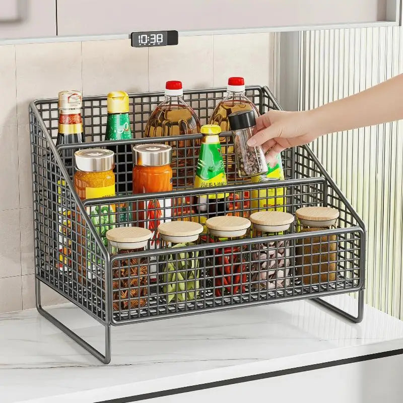 Sturdy Countertop Organizer Metal Basket Organizer Shelf Storage