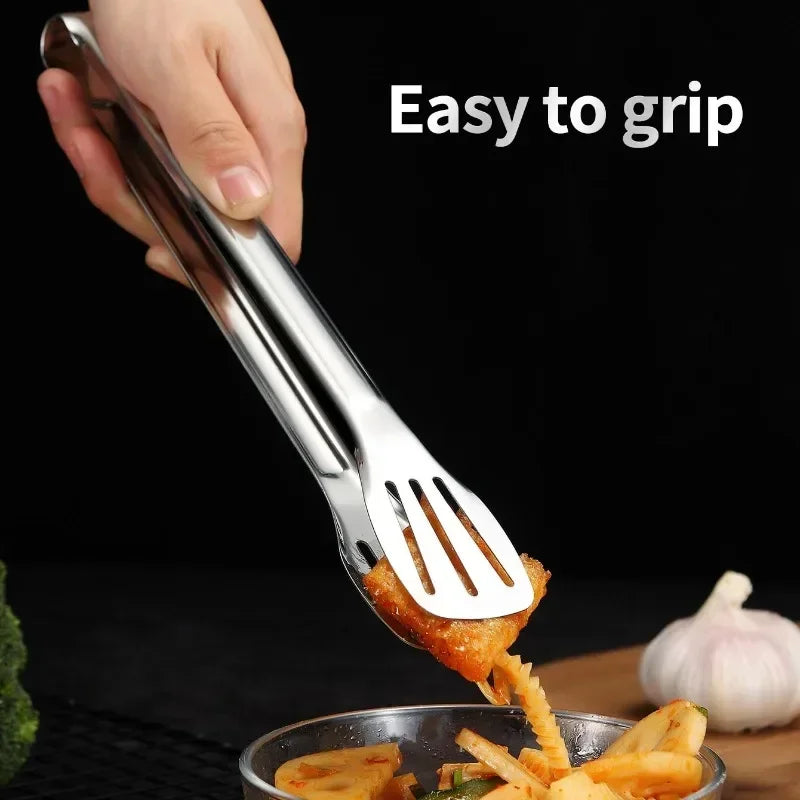 304 Stainless Steel Food Tongs Bbq Non Slip