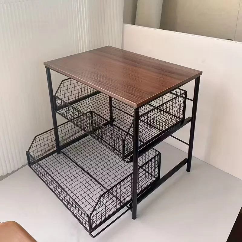 1pc Space-Saving Countertop Organizer Drawer Metal Basket -