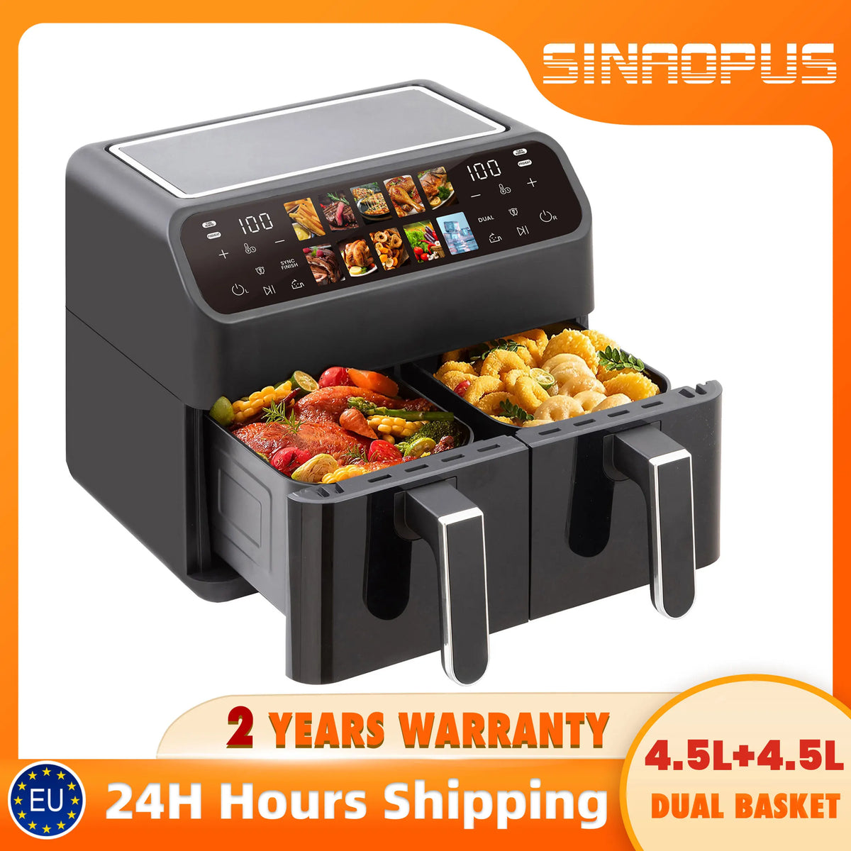 Air Fryers 9l Dual Basket Oven Oilless Cooker
