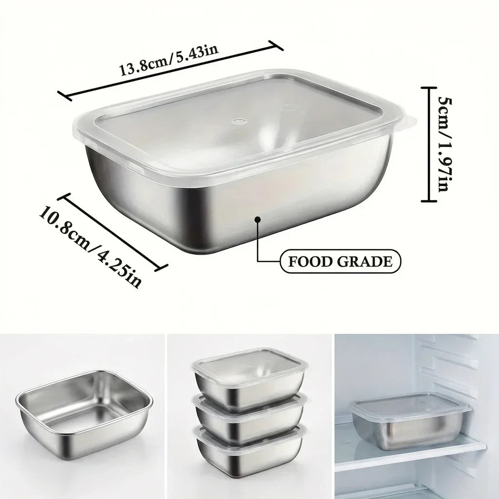 5pcs Stainless Steel Food Storage Containers Stackable Meal