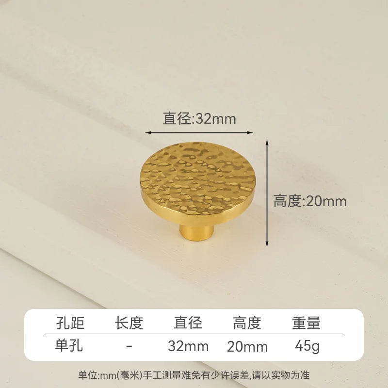 Solid Brass Wardrobe Handles Hammered Texture Handles Gold
