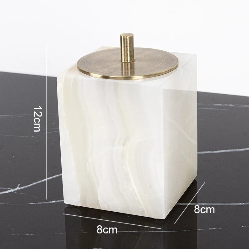 White Onyx Natural Marble Bathroom Luxury Soap Dispenser