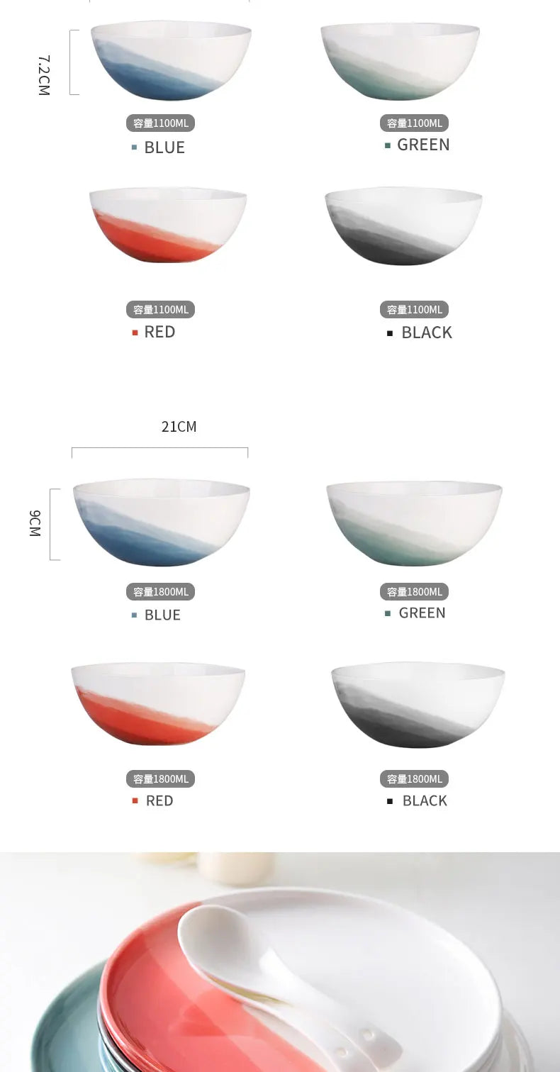 Mountain Scenery Ceramic Dinner Plate Big Round Dessert