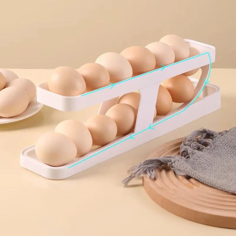 2-3 Tier Rolling Egg Storage Container Refrigerator Holds
