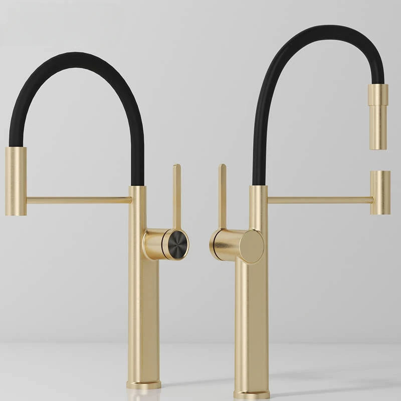 Brushed Gold Pull Down Faucet Magnetic Docking 360