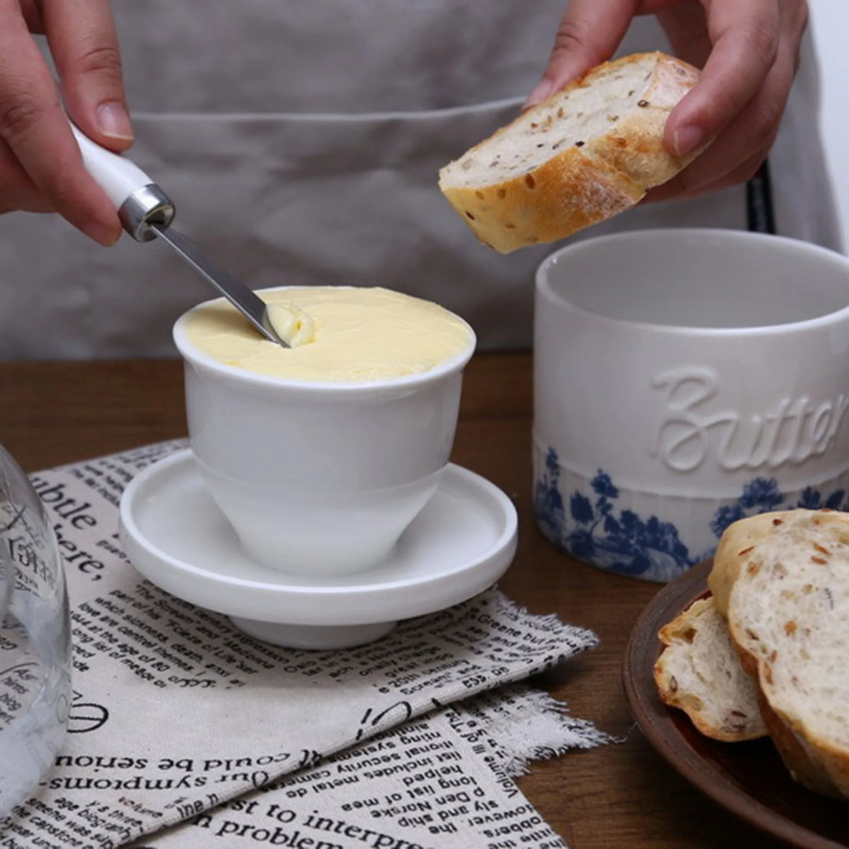 Ceramic Butter Container French Butter Crock Lid Butter