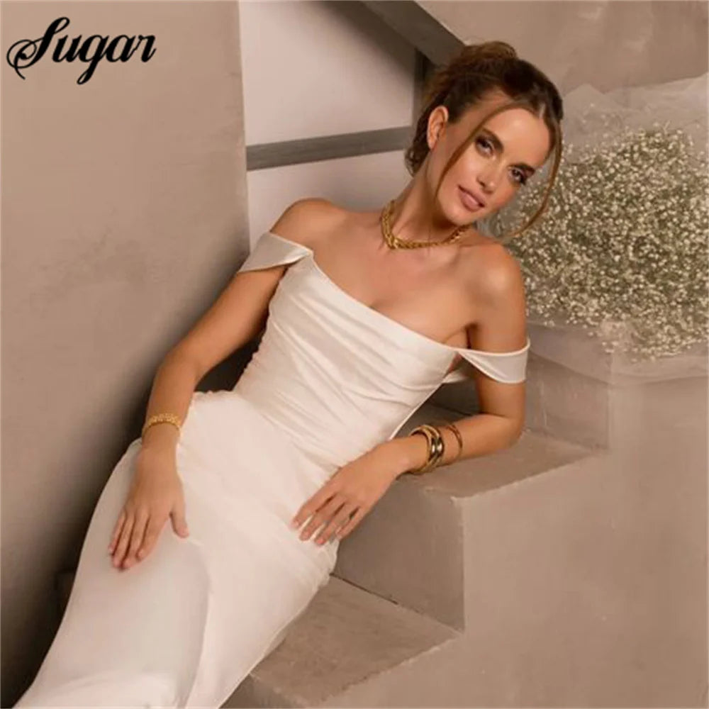 Off Shoulder Charming Wedding Dress Elegant Soft Stain