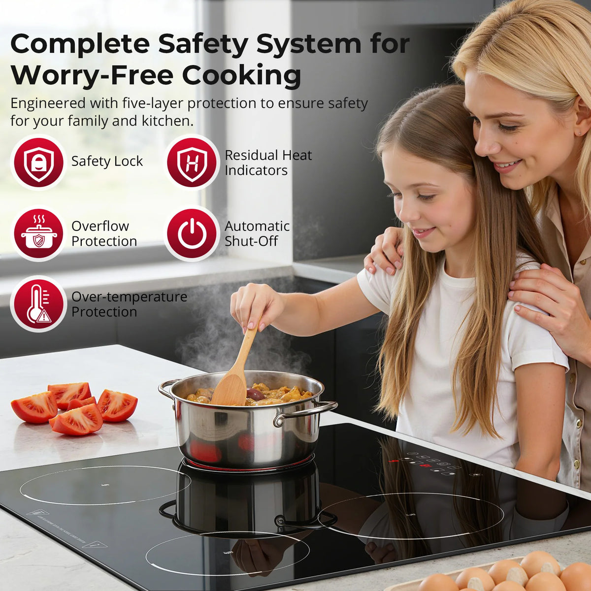 6000w Built-In Ceramic Hob Zone Induction Cooktop Touch