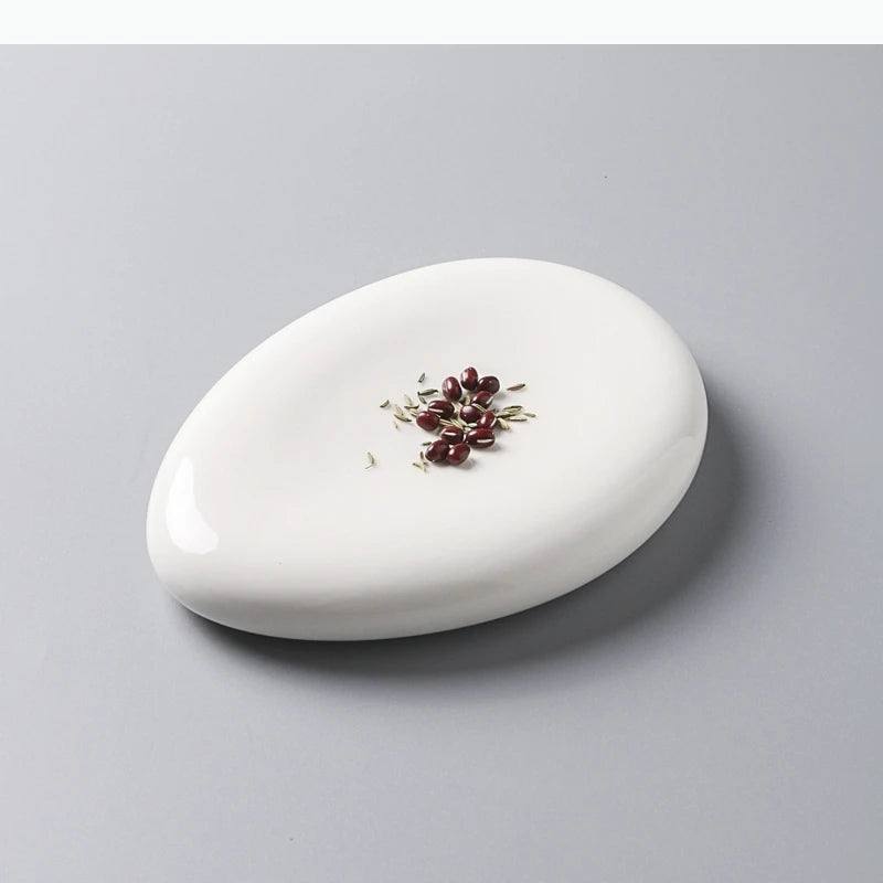 Pebble Shaped Ceramic Dining Plate Serving Plate Dessert