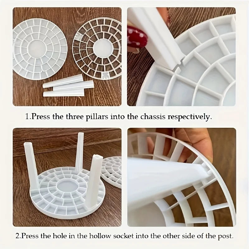 360 Rotating Brush Holder - White Plastic Organizer