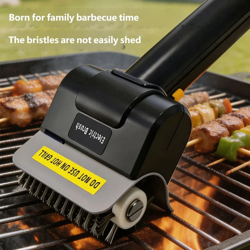 Electric Grill Brush Outdoor Bbq Handheld Grease Rack