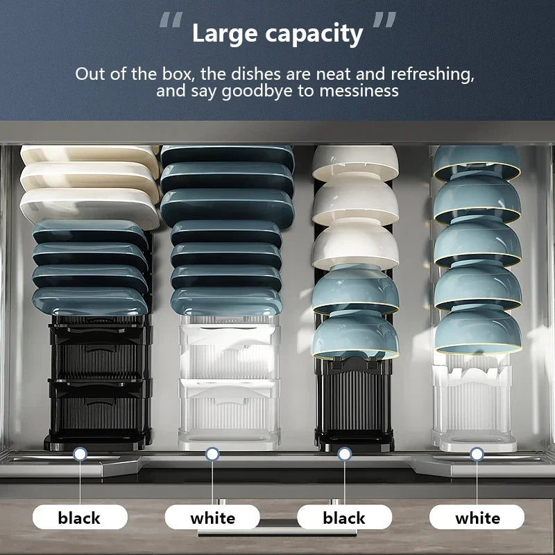 Cabinet Dish Storage Rack Drawer Built-In Dish Drain