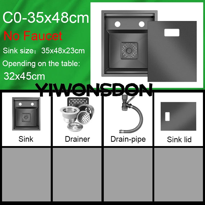 Nano Hidden Bar Sink Black Folding Faucet Cup