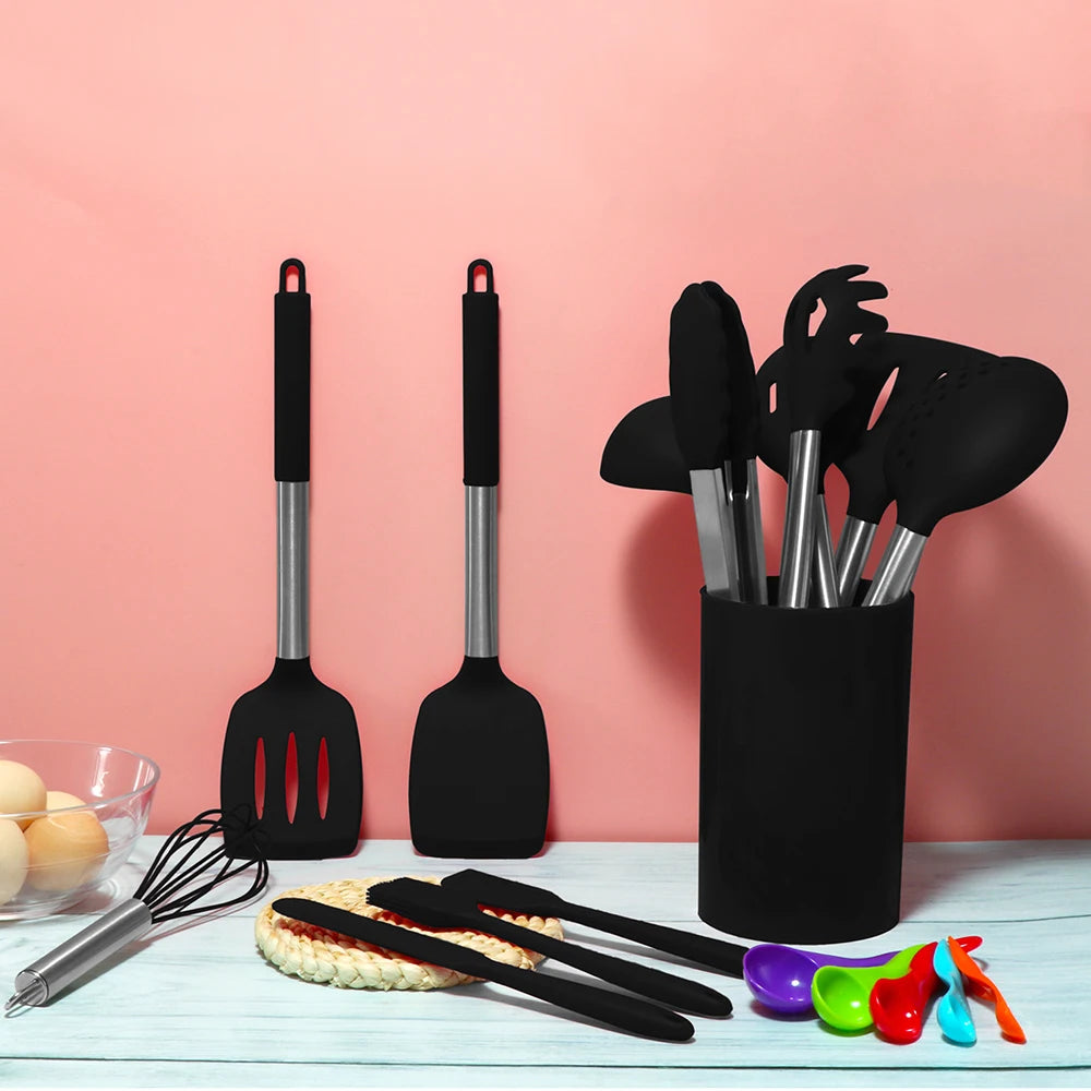 Black Non-Stick Silicone Kitchenware Cooking Utensils Cookware