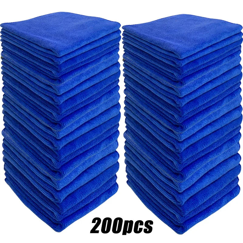 200pcs Microfiber Towels Car Wash Drying Cloth Blue