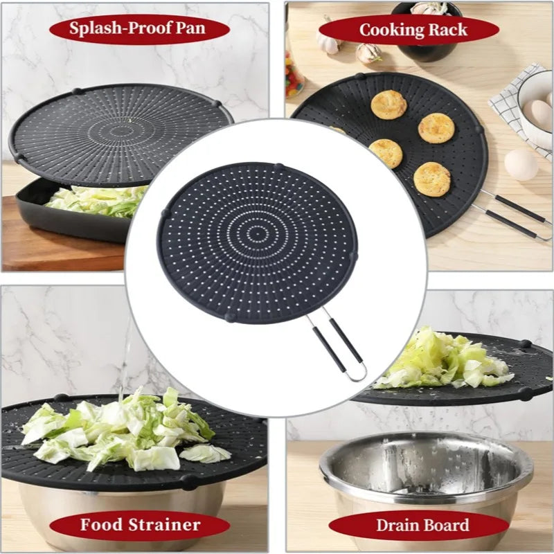 Silicone Splatter Screen Frying Pan 13inch Grease Splatter