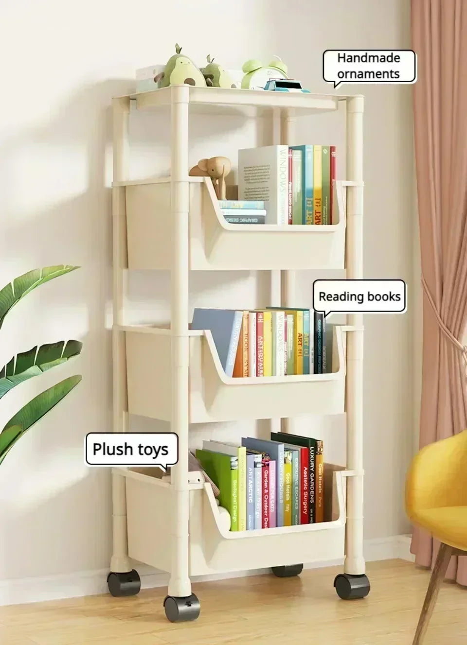 Organizer Storage Rack Mobile Snack Toy Trolley Desk