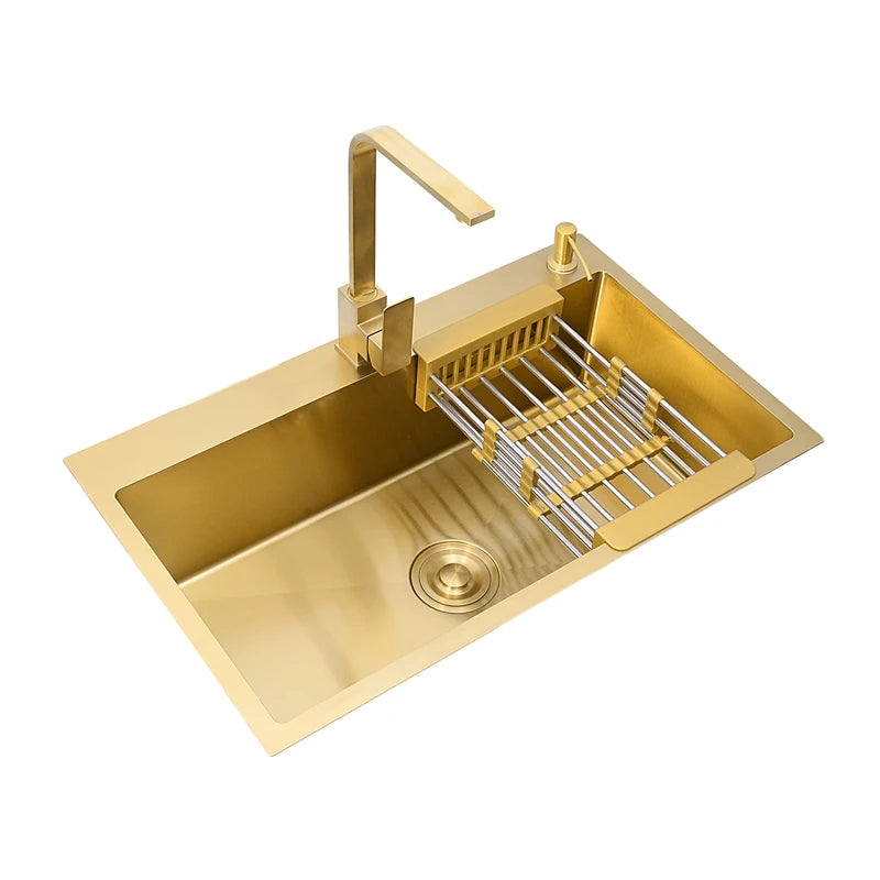 Gold Sink Above Counter 304 Stainless Steel Bowl