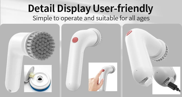 Electric Cleaning Brush 4-In-1 Multiple Functions Long Handle