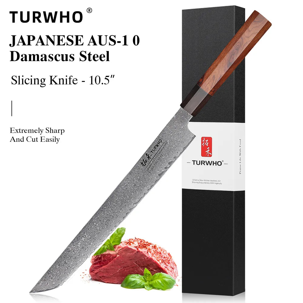 Turwho Hand Forged Japanese Chef Knife Damascus Steel